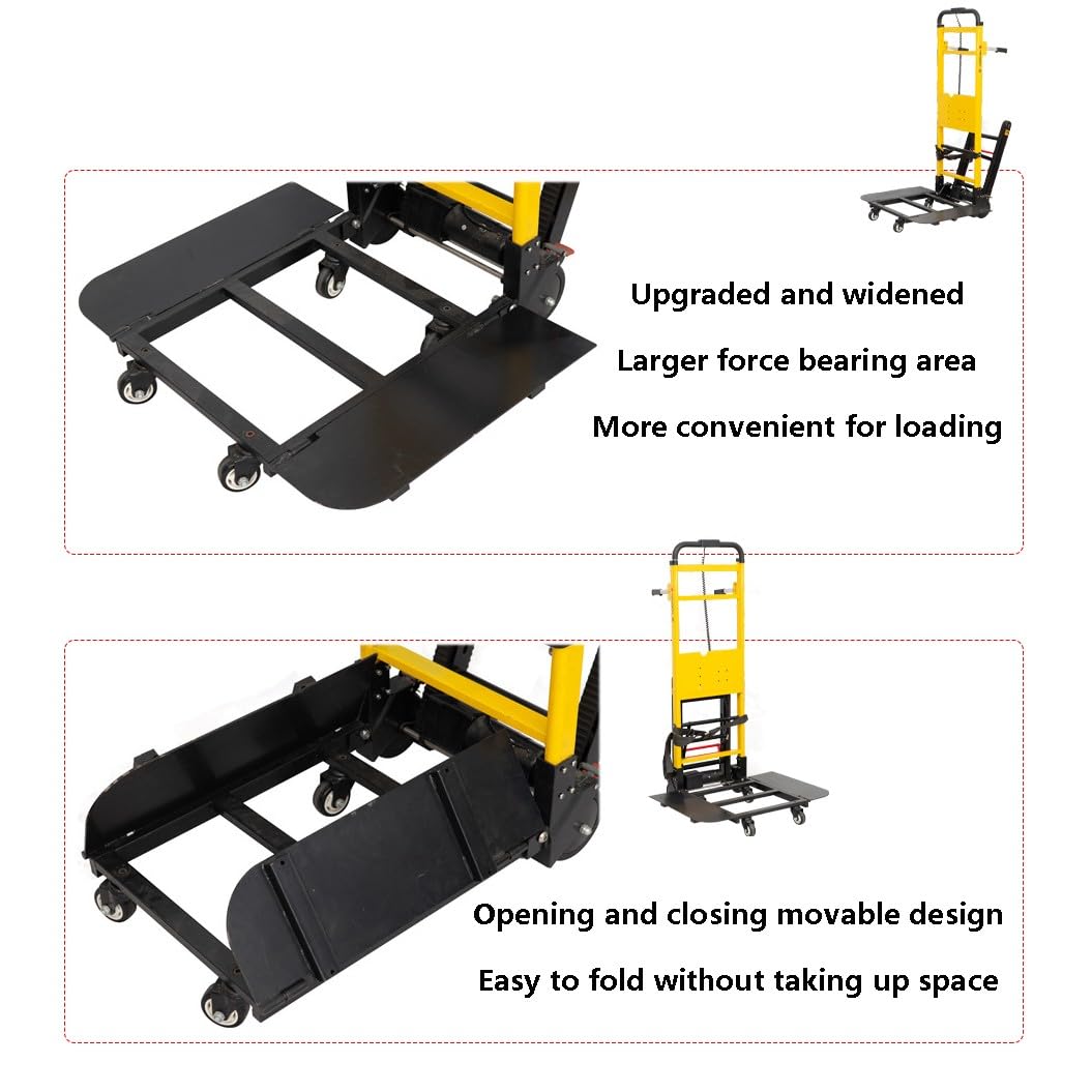 Carrello per carichi pesanti, carrello elettrico a mano con montascale, capacità di carico massima 200 kg, design pieghevole con binari in gomma per un facile trasporto