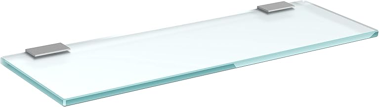 bijon Glasregal Glasablage Wandregal Glas Bad-Regal Glas Badezimmer Regal Badablage Ablageregal - 8mm Hartglas, 60 x 15 cm, Milchglas + Halterung F - Edelstahl Optik
