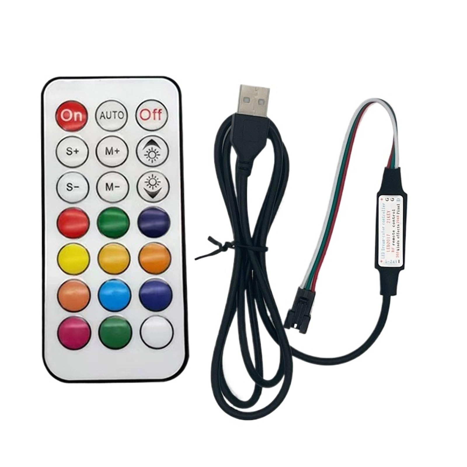 Controlador de tira LED rgb con atenuador LED de 21 teclas y conexión USB de 5V