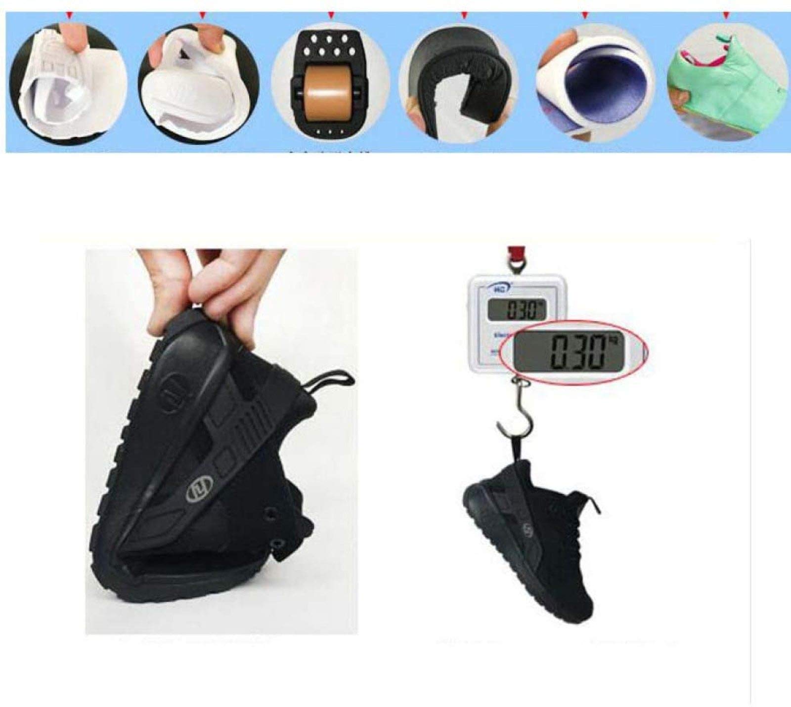 Chaussures De Patin à roulettes avec Roue Unique Femmes Hommes Garçons Filles Enfants Chaussures De Roue Chaussures De Skate,Black-36