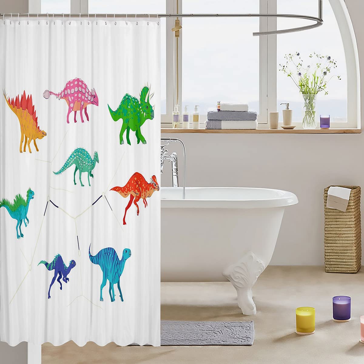 Tenda Da Doccia Con Dinosauri Per Bambini E Ragazzi – Tessuto Impermeabile 70x70