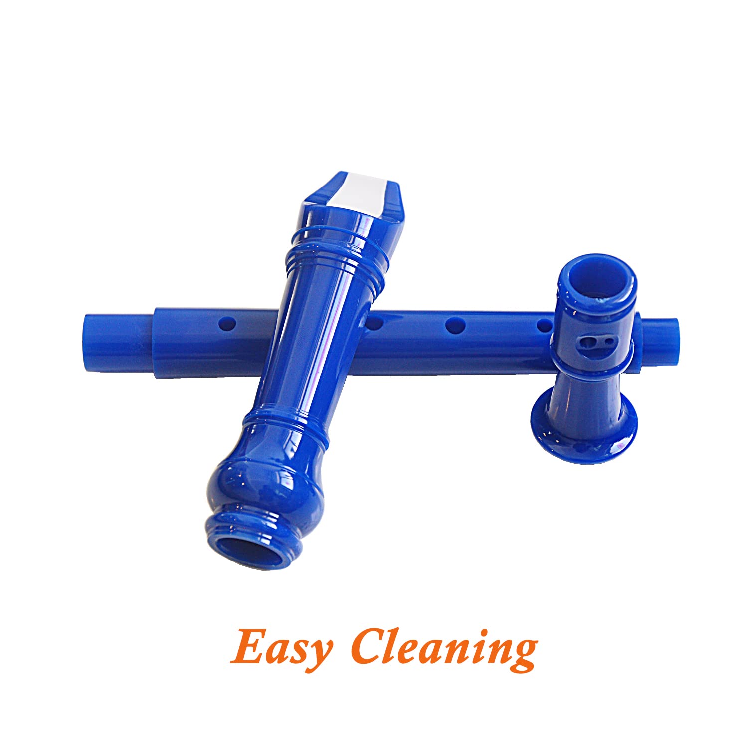 Instrumento de flauta soprano de 2 piezas para adultos, principiantes, estilo alemán, llave C, 8 agujeros, descendiente con varillas limpias, estuche de almacenamiento (azul y blanco)