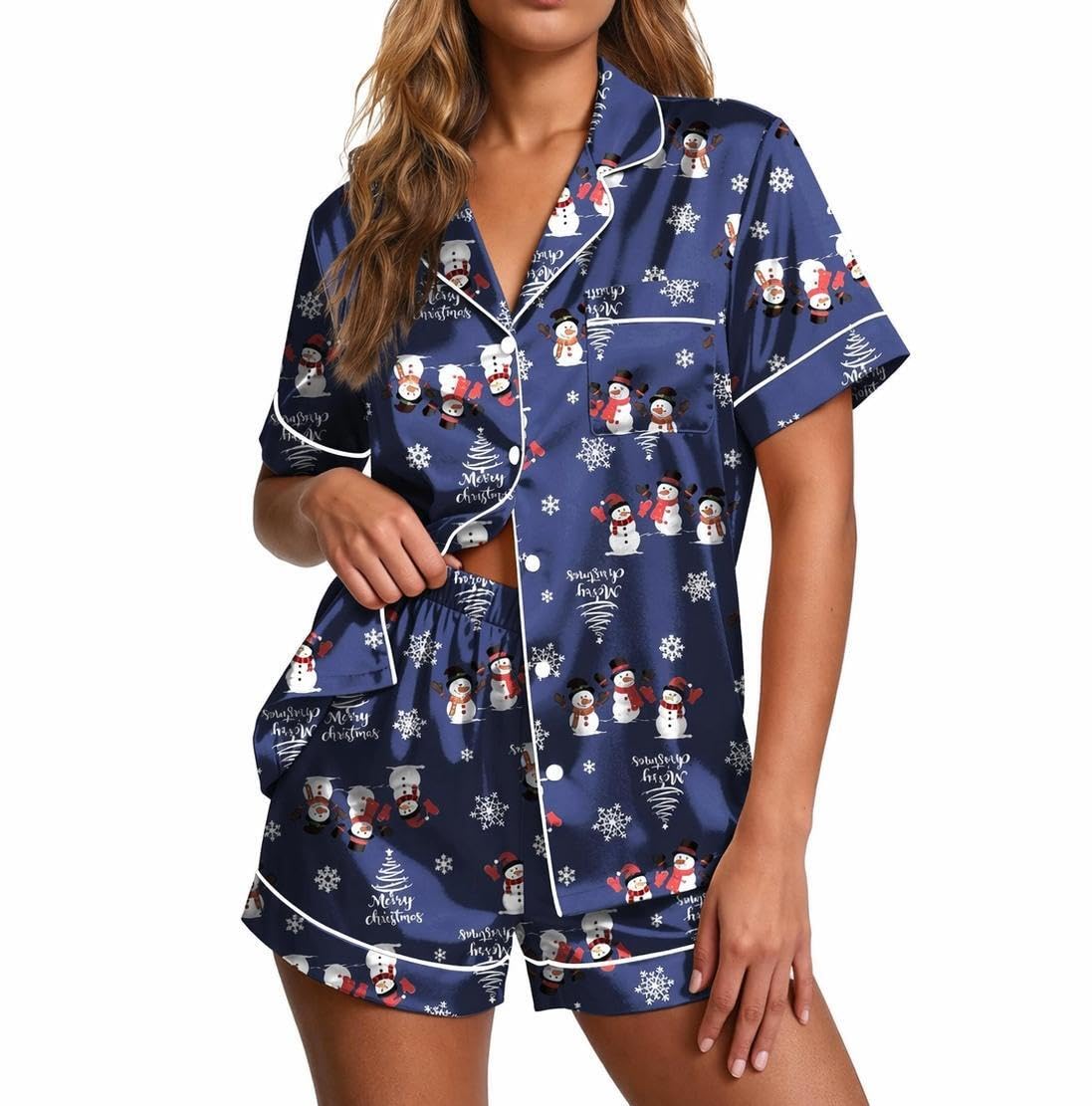 Ekouaer Pajamas for Women Set Silk Satin Pjs 2 Piece Button Down Sleepwear