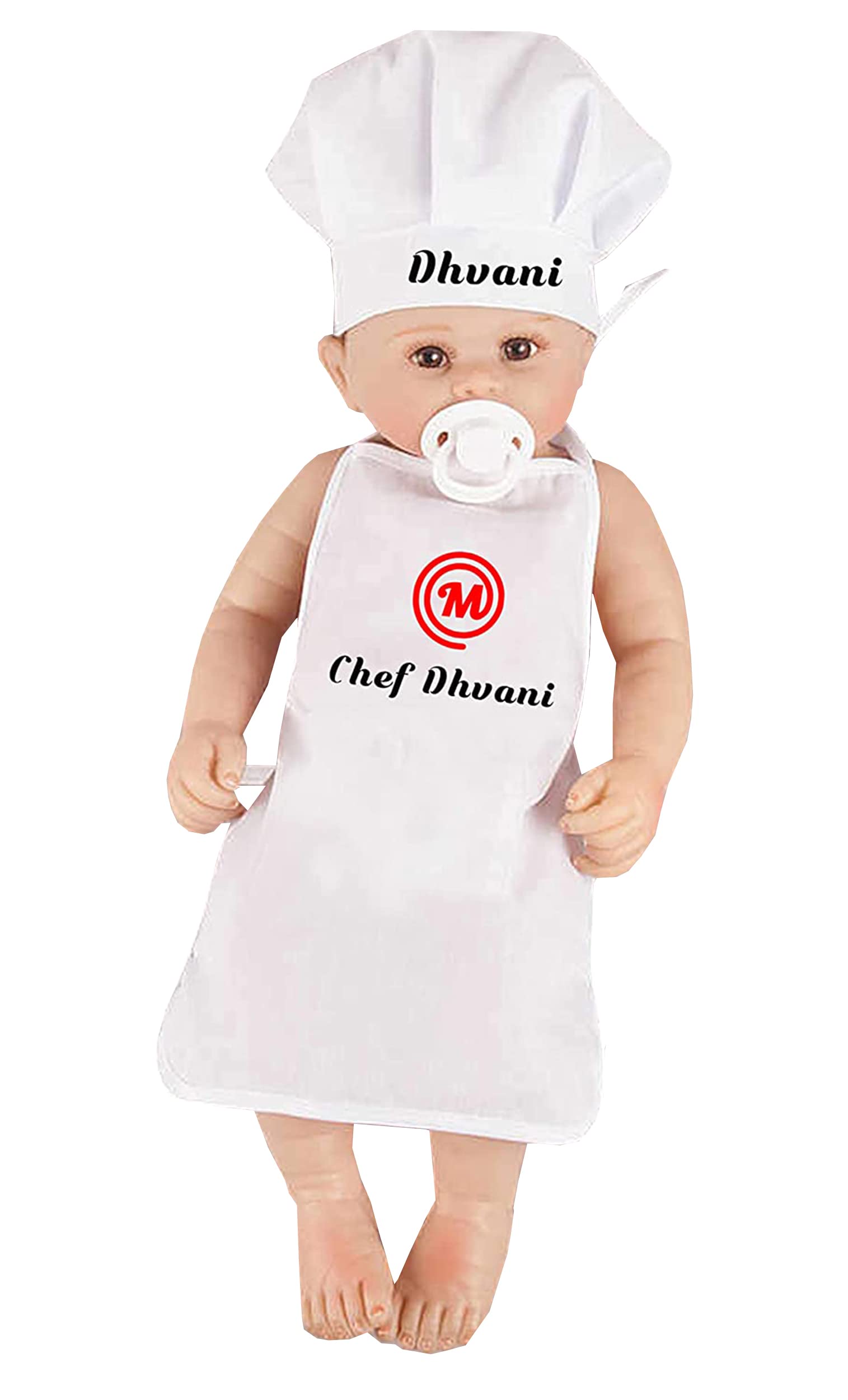 Style Secrets Baby's Polycotton Customizable Name for Photo Shoots, Fun, Activity Etc. Chef Apron and Chef Cap Set (White, 3-24 Months)-image-28