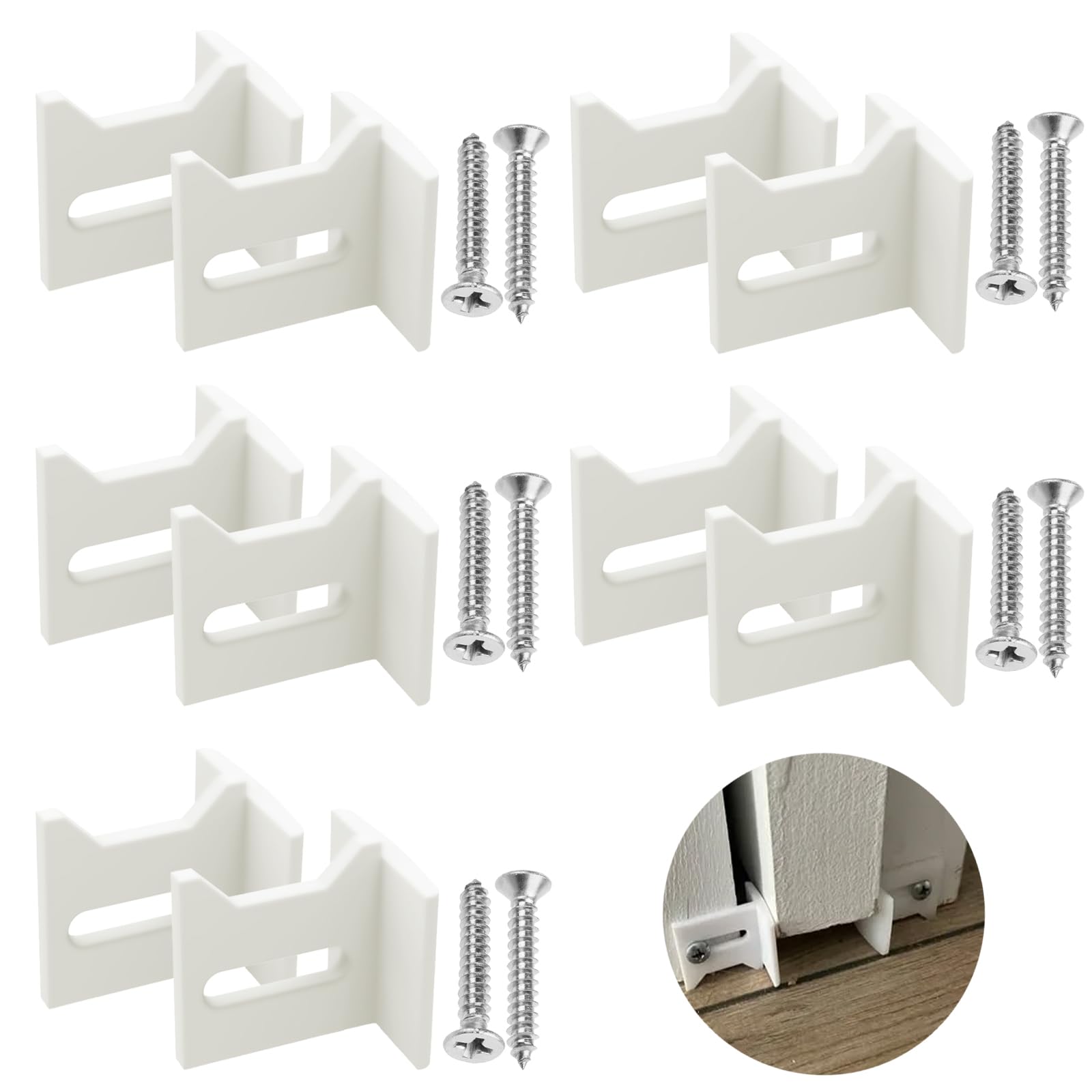 10 Pcs N7015 White Door Bottom Guide Kits Replacement（5 Sets）