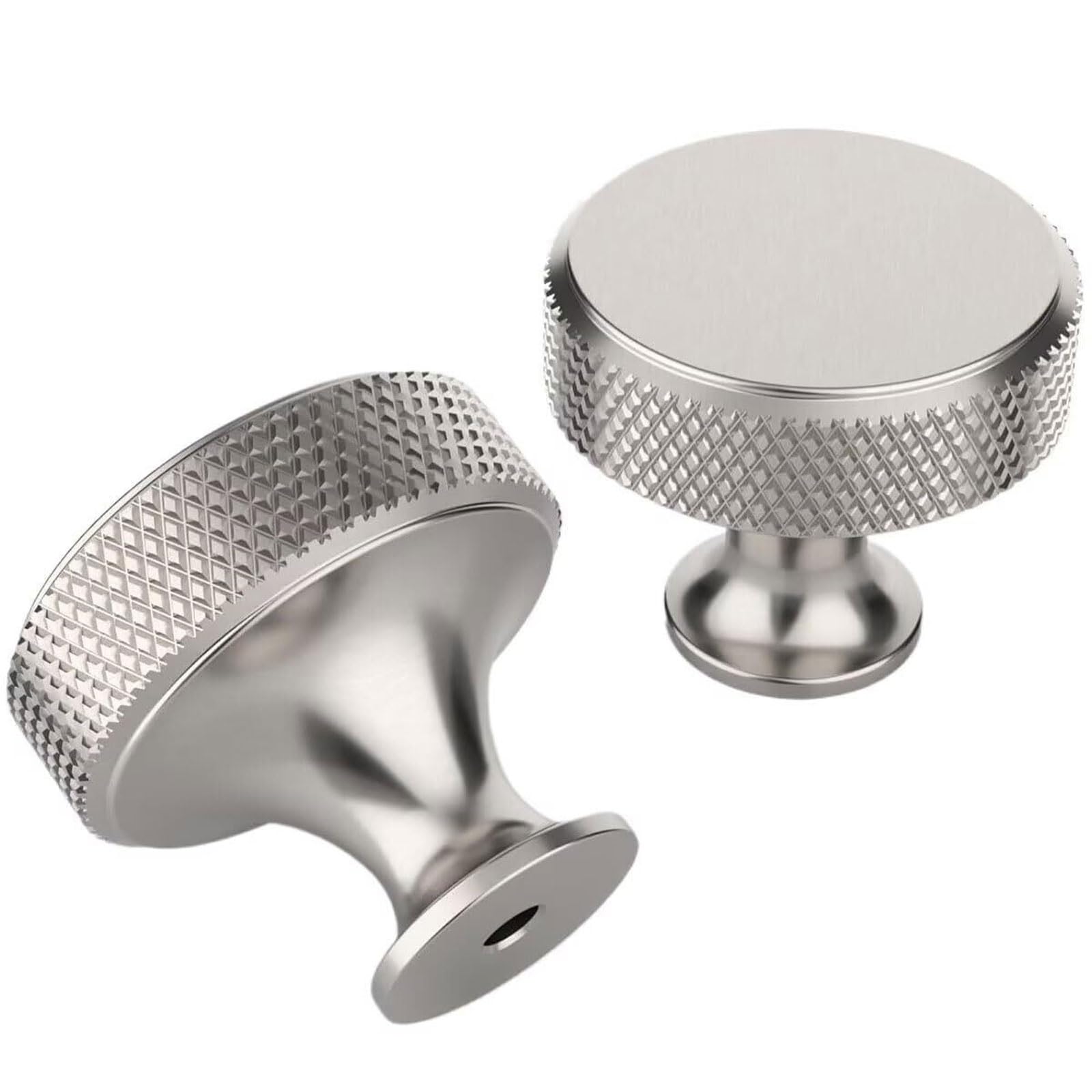 LCANALLYMS Kitchen Cabinet Handles, 2 Pack Brushed Satin Nickel Cabinet Pulls Modern Knurled Drawer Handles for Cupboard Wardrobe Dresser Bedroom Nightsand Kitchen Hardware(29mm)
