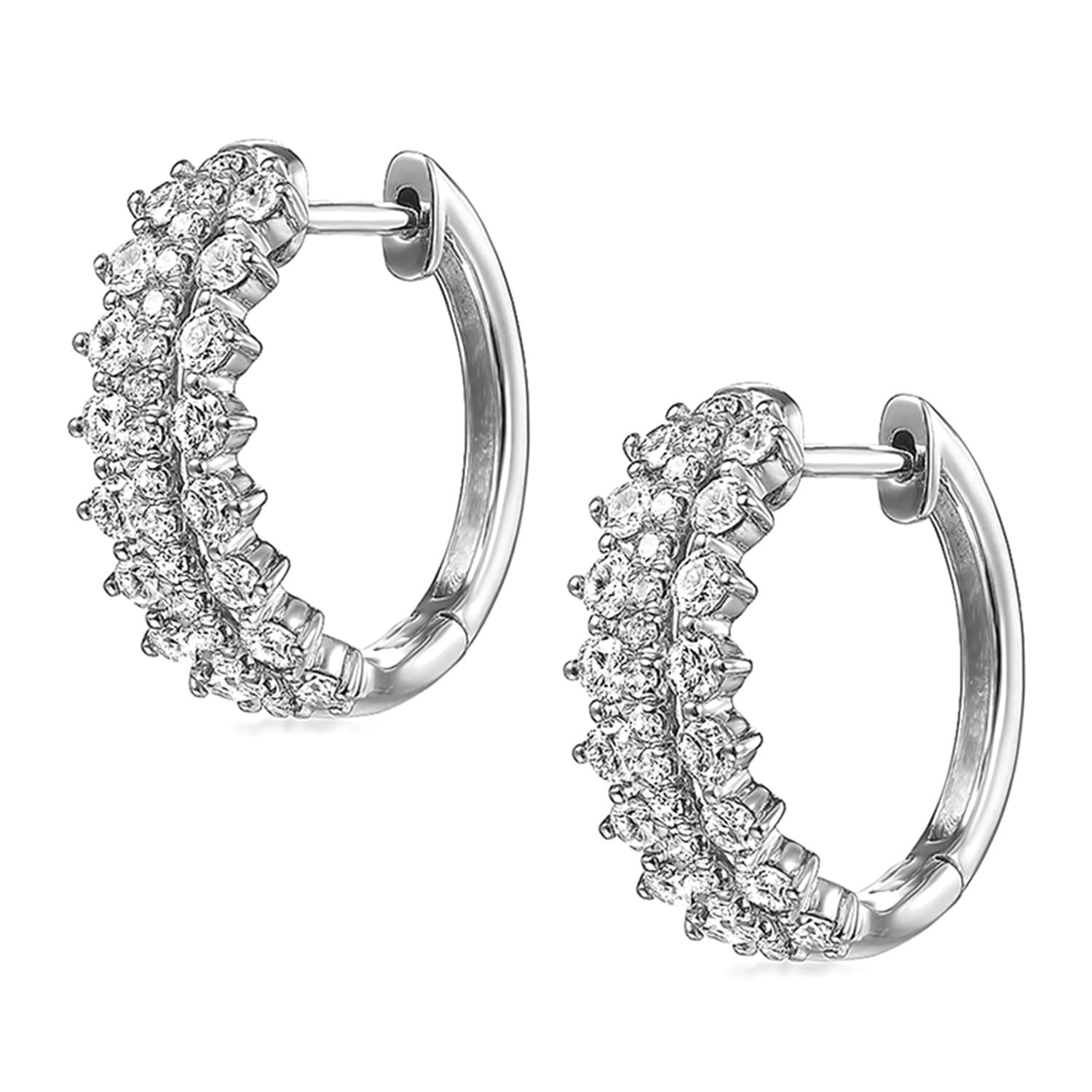 peora Silver Plated Cubic Zirconia Studded Hoop Earrings Lever Back Fashion Jewellery for Women & Girls|Mothers Day Gifts for Mom-picture-10