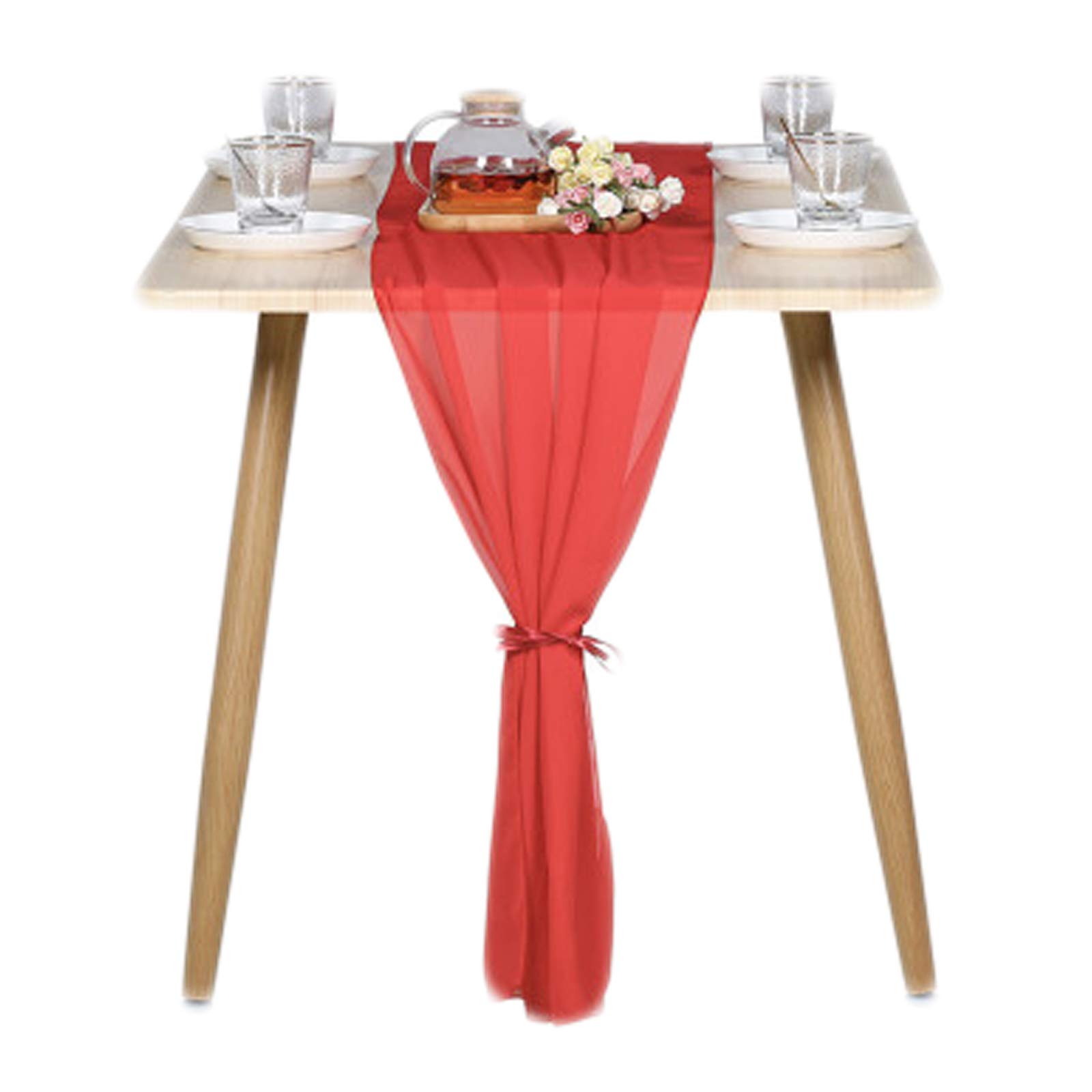 B-HOT Chiffon Table Runner Sheer Weddings Bridal Baby Shower Outdoor Party Decor Table Cloth Red, 70 X 300 cm - Image 4