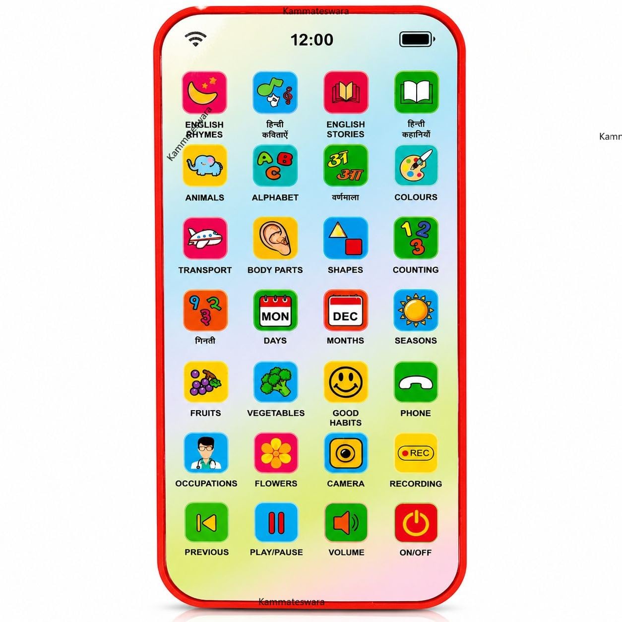 Kammateswara Kids Phone in Learning Toy Phone | Rechargeable | English & Hindi Educational Mobile Toy | 22 Learning Activities with Rhymes,Stories,Alphabets and Much More(Multicolor)-image-45