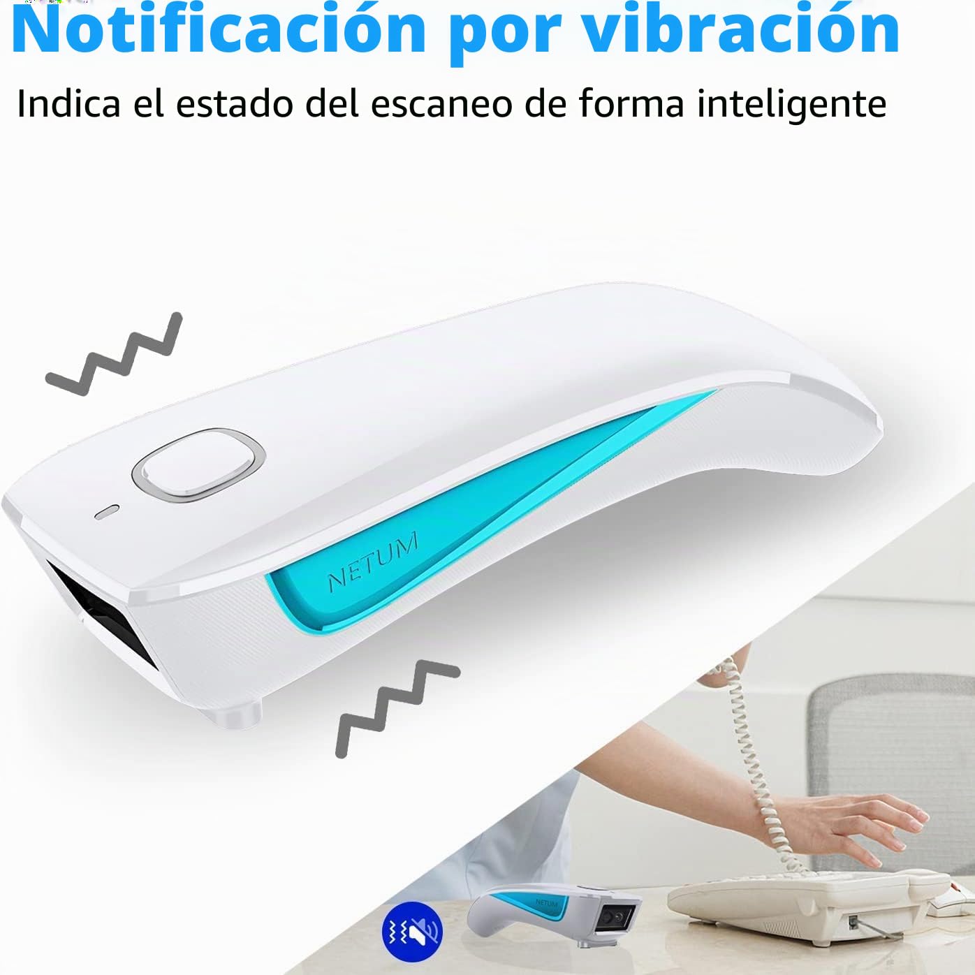 NETUM Mini escáner de código de Barras QR inalámbrico Mejorado 3 en 1 Bluetooth portátil Bolsillo pequeño 1D 2D Lector de código de Barras automático rápido preciso escaneo para POS C850 Blanco