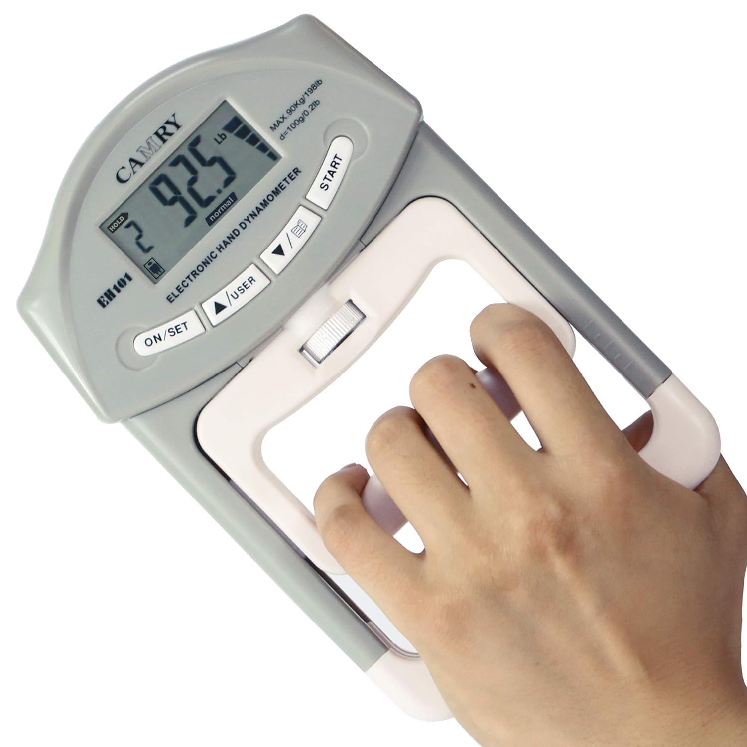 Colmed - Digital Hand Dynamometer (200 Lbs / 90 Kgs) Grip Strength Measurement Meter Auto Capturing Hand Grip Power Hand Strengtheners - Grey, Plastic-image-12