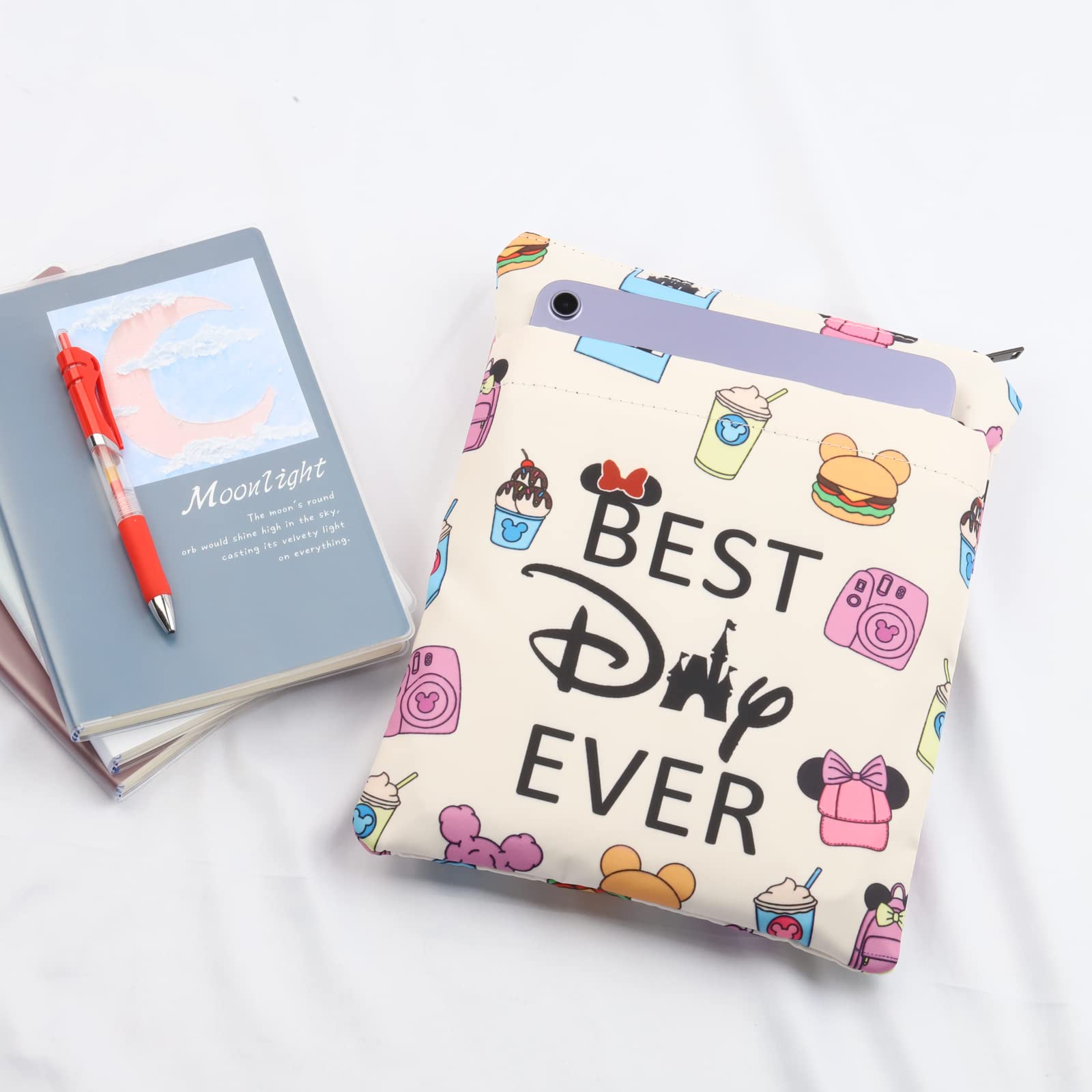Best Day Ever Book Sleeve - Waterproof Book Cover With Pockets For Tablets & Books 9x11.5 Inches