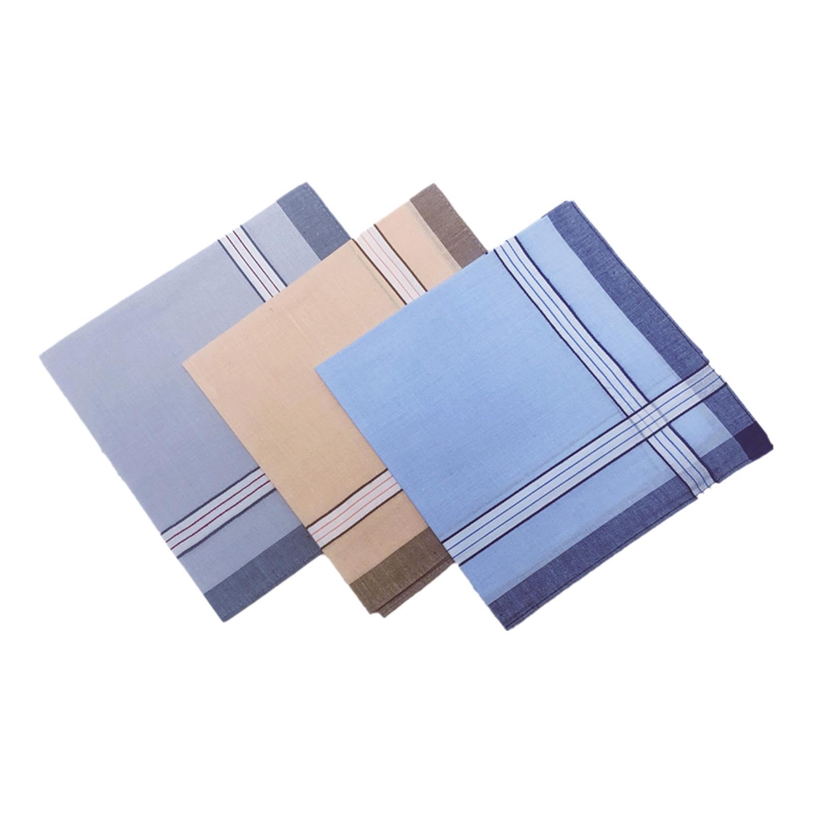 Pocket Square Hankies Kerchief Party Grooms Durable Cotton Men Handkerchiefs Style A 3Pcs-image-22