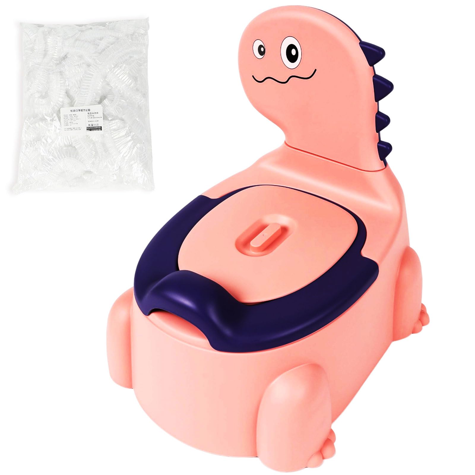 SCUXASH Potty Training Toilet Seat, Potty Chair for Boys and Girls Ages 1-6, Dinosaur Potty Training with Removable Urinal Pot, Lid, Backrest - Comfortable Potty Chair for Toddlers (Pink)