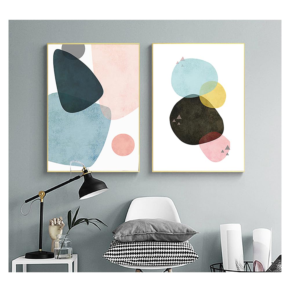 Wuhbcz Multicolored Canvas Paints,Wall Art Posters And Prints Canvas Painting Wall Pictures Nordic Poster Abstract Geometry For Living Room Home Decoration Artwork-60 * 70Cm*2Pcs (No Frame)