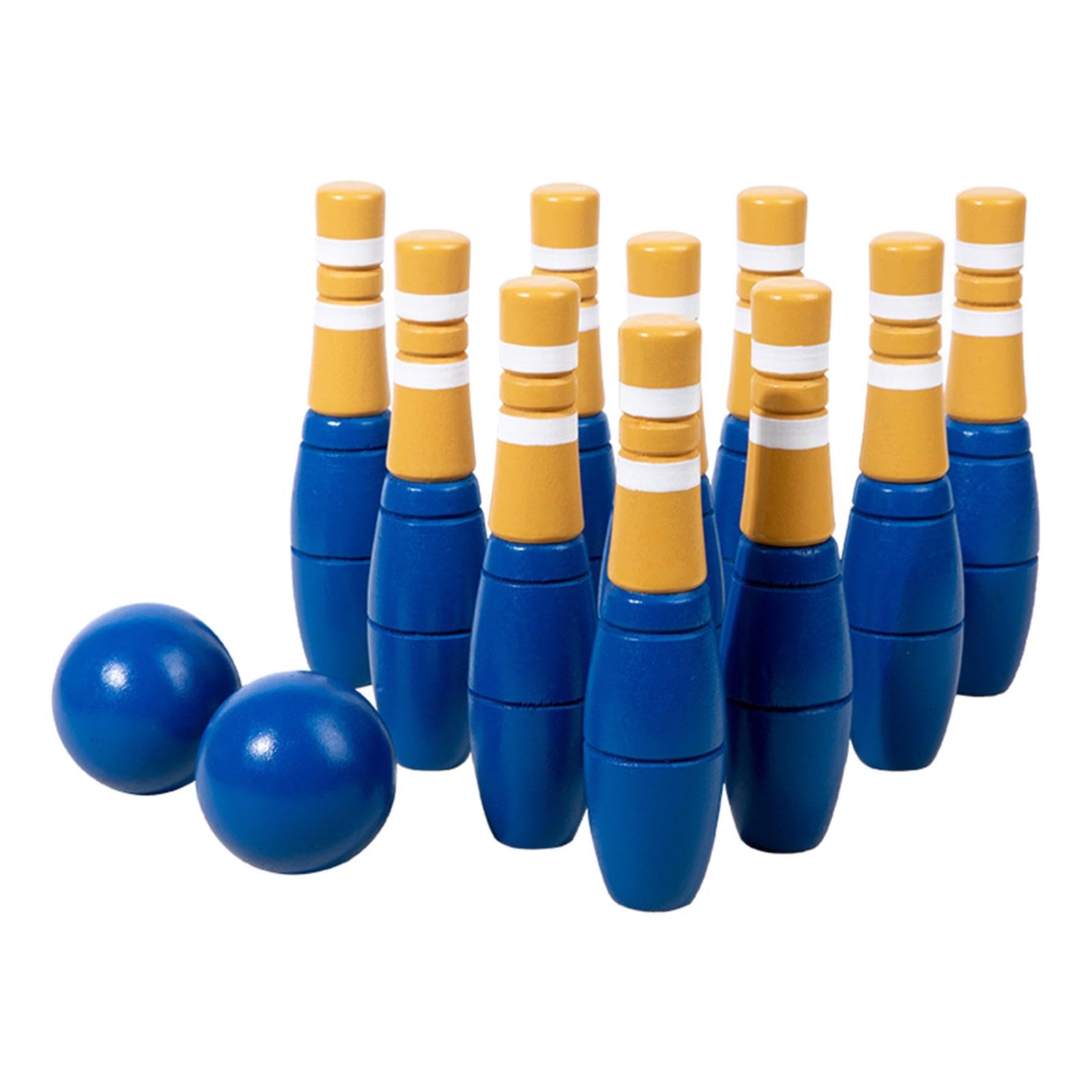 10x Wood Bowling Set Portable Family Fun Lawn Bowling and Skittle Ball Games | Team Sports | Bowling | Bowling Pins