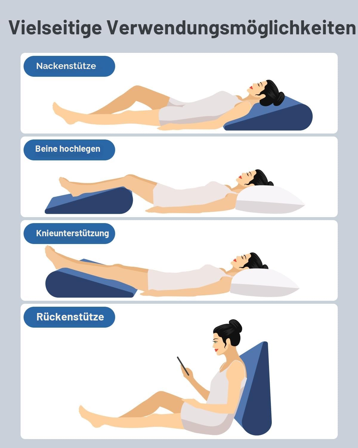 Luxtude Aufblasbares Keilkissen für Reisen | Dreieckiges Bettkeilkissen, Knie-Bein-Hochlagerungskissen, Tragbar, Zum Schlafen, Lesen, Rückenstütze