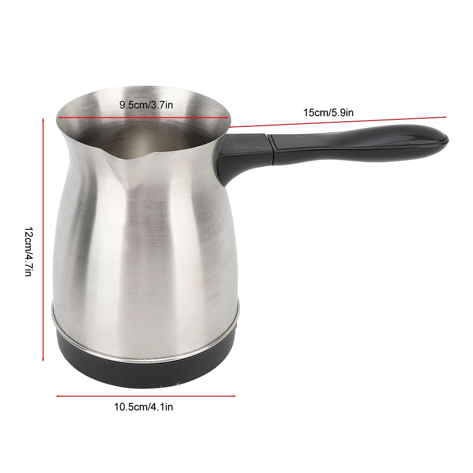 Cafetera turca eléctrica multifuncional para café expreso, tetera, leche y té, 600 W, acero inoxidable, con doble protección, mango ergonómico anti-escaldaduras, para fiestas (Enchufe de la UE)