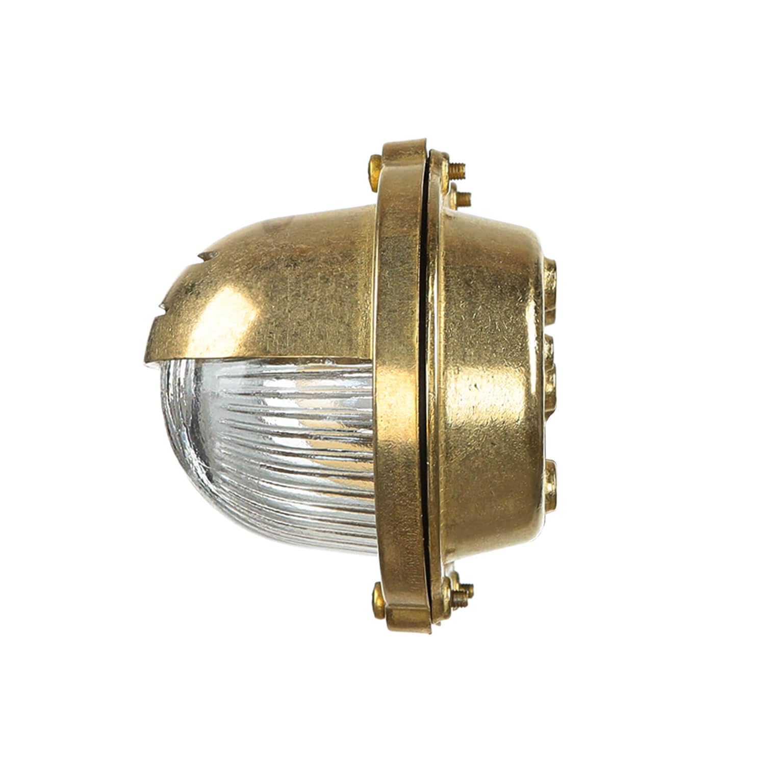 Lampada da parete esterna Skiathos in ottone E27 IP64, resistente alla ruggine in vetro scanalato stile marittimo ideale per casa, terrazzo