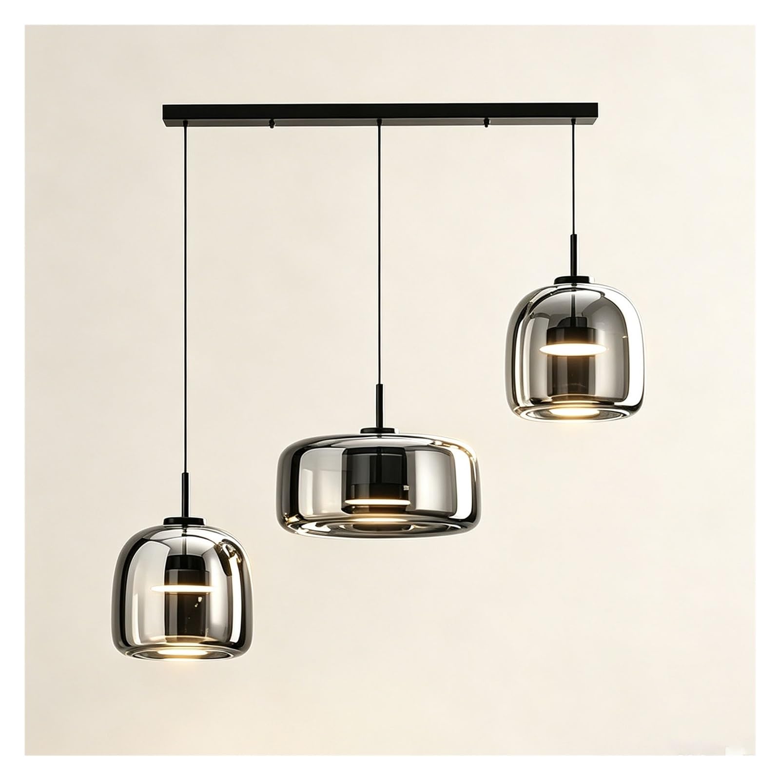 LUOYAOB Modern Smoked Glass Pendant Light Grey Hanging Lamp