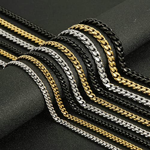 Chaîne noir acier inoxydable collier gourmette moto punk 60cm large