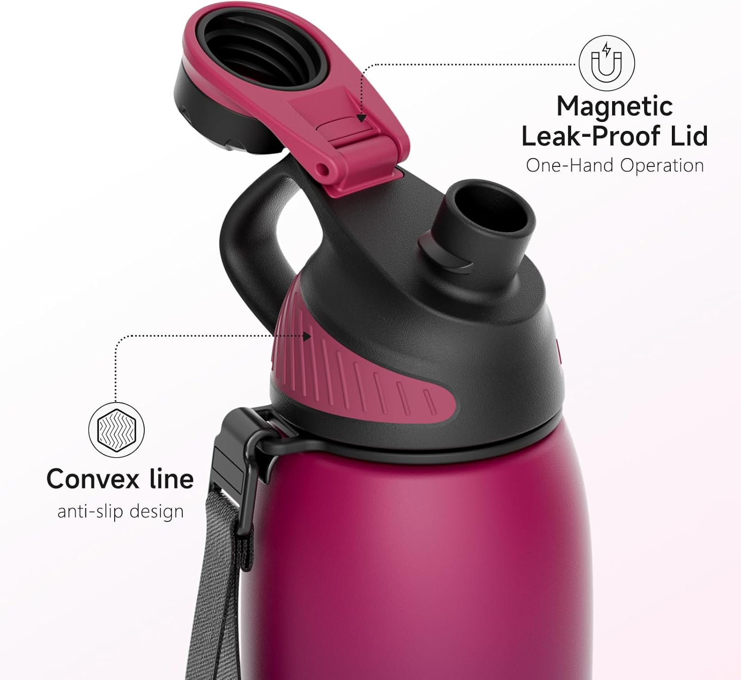 Fjbottle Insulated Stainless Steel Water Bottle, 20 Oz Leakproof Water Bottles, Ice Reusable Tumbler, Double Wall Vacuum Jug, Lightweight Durable for Traveling & Sports, Workout, 20oz - Image 2