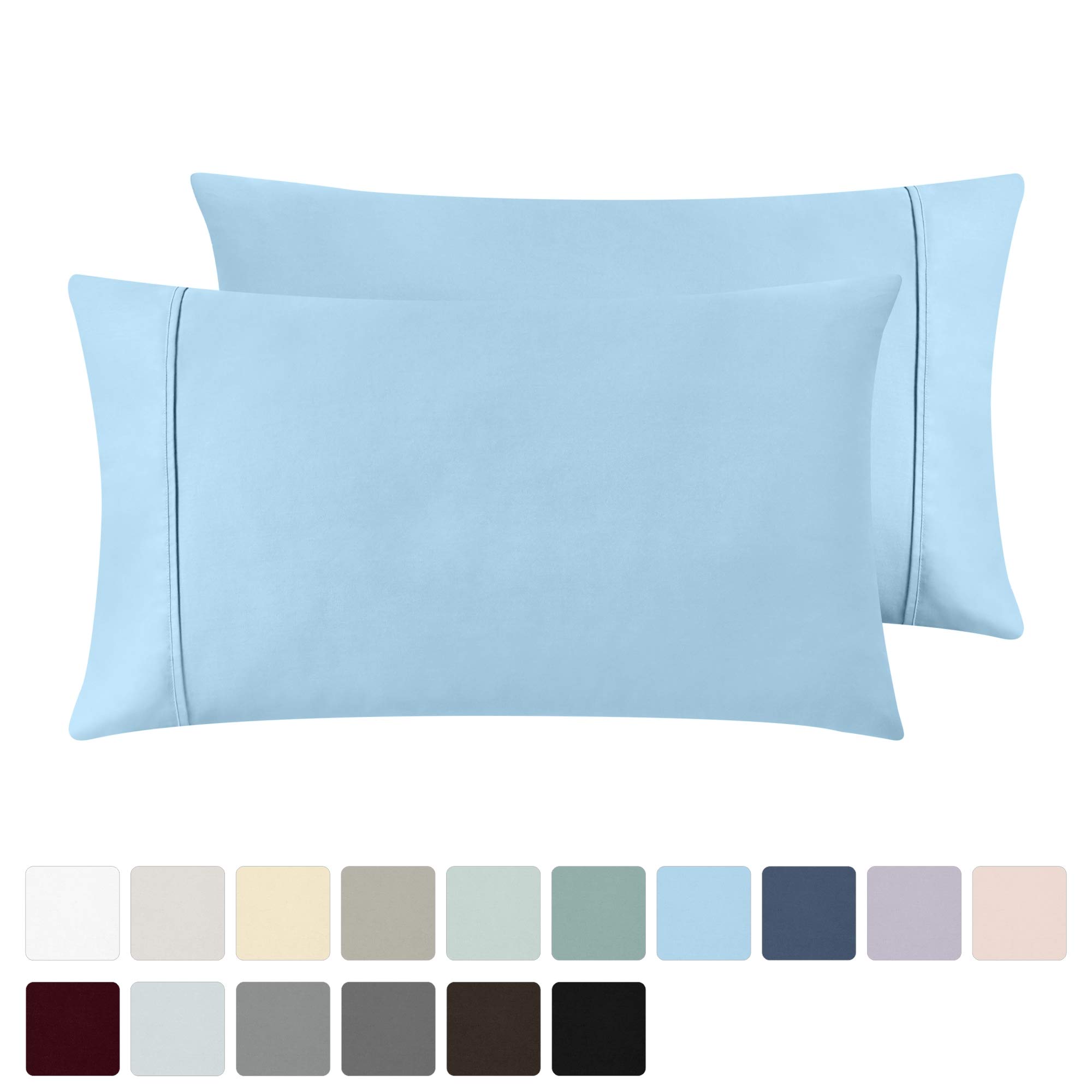 California Design Den King Size Pillowcase Set - 400 Thread Count, 100% Cotton Sateen, Luxury Set of 2 Pillow Covers, Breathable, Cooling, Soft for Comfortable Quality Sleep - BlueOEKO-TEX STANDARD 100