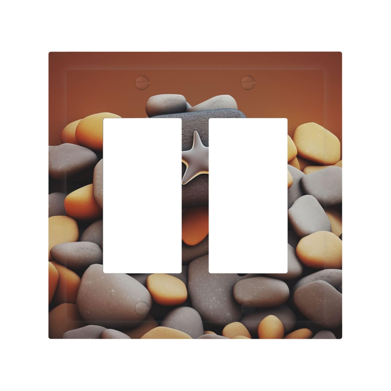 2-Gang Light Switch Cover Pebble Wall Plate for Electrical Outlets Double Decorator Wall Plates 4.9" x 5" Mid-size Receptacle Outlet Covers Blank Faceplate Cover