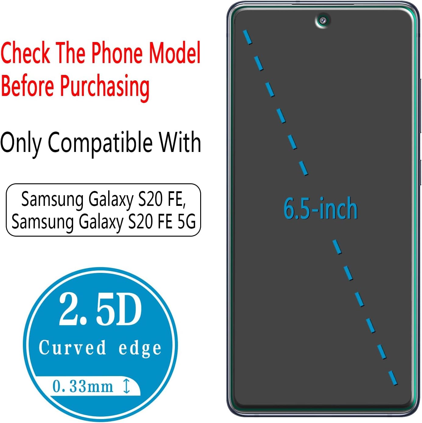 HPTech (2 Pack) Designed for Samsung Galaxy S20 FE, Galaxy S20 FE 5G, Galaxy S20 FE 5G UW Tempered Glass Screen Protector, 9H Hardness, Support Fingerprint Reader, Case Friendly