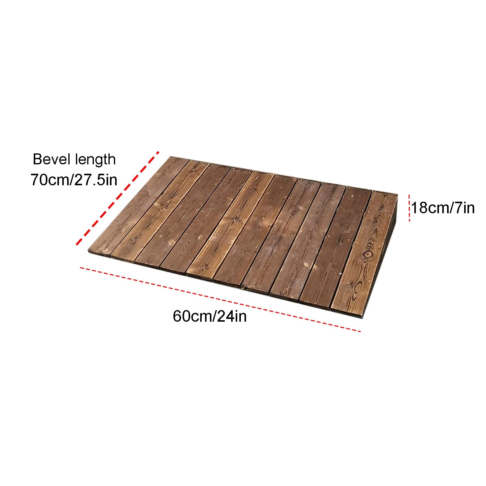 Rampa de silla de ruedas de madera sólida para umbral de puerta de 60cm de ancho de carga duradera pendiente para scooter Walker Curb Acceso antideslizante Ayuda de movilidad resistente Paso seguro li