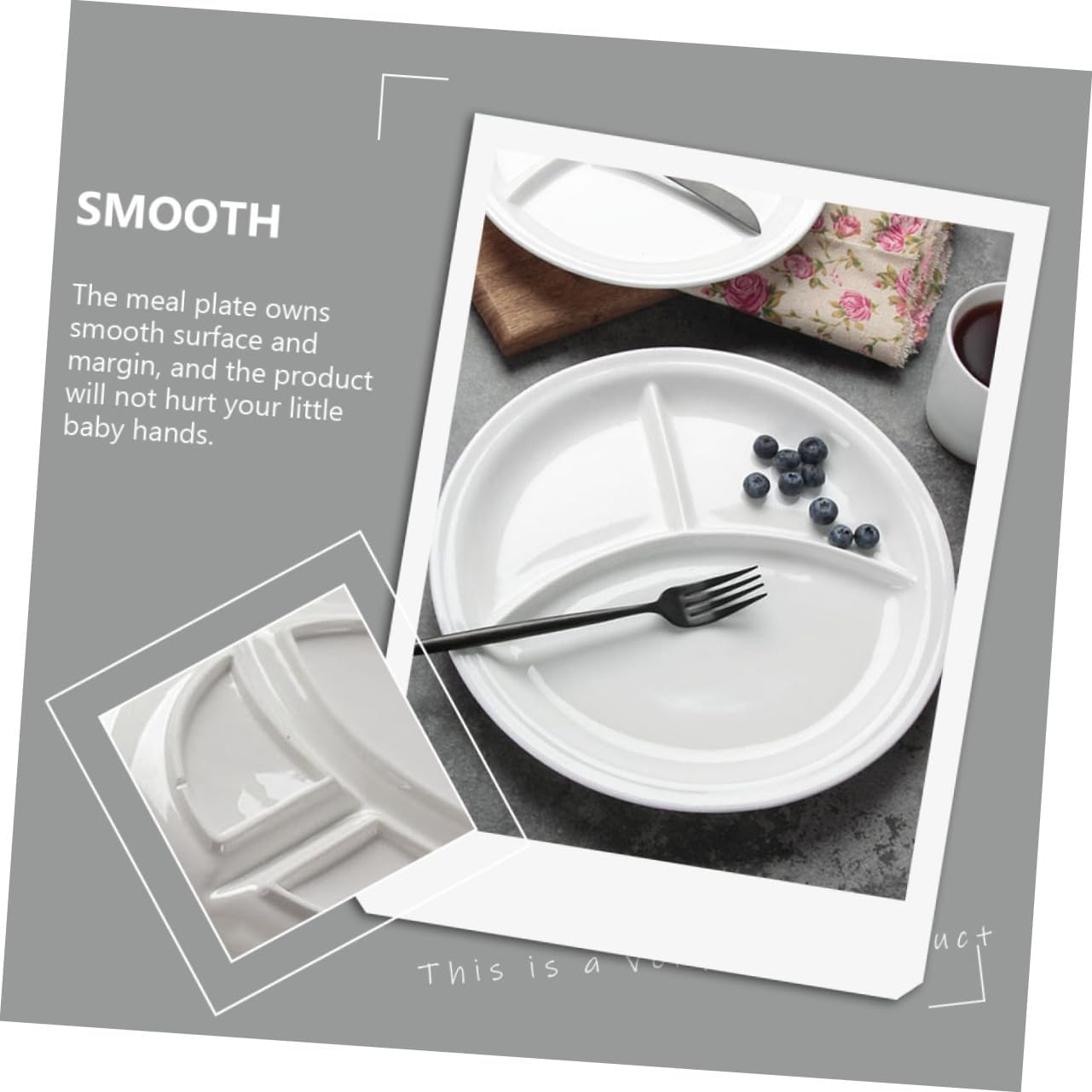 Garneck Ceramic Divided Meal Tray for Boys and Girls Children Food Storage Plate Dishwasher Safe Simple Design for School Lunch Home and Camping