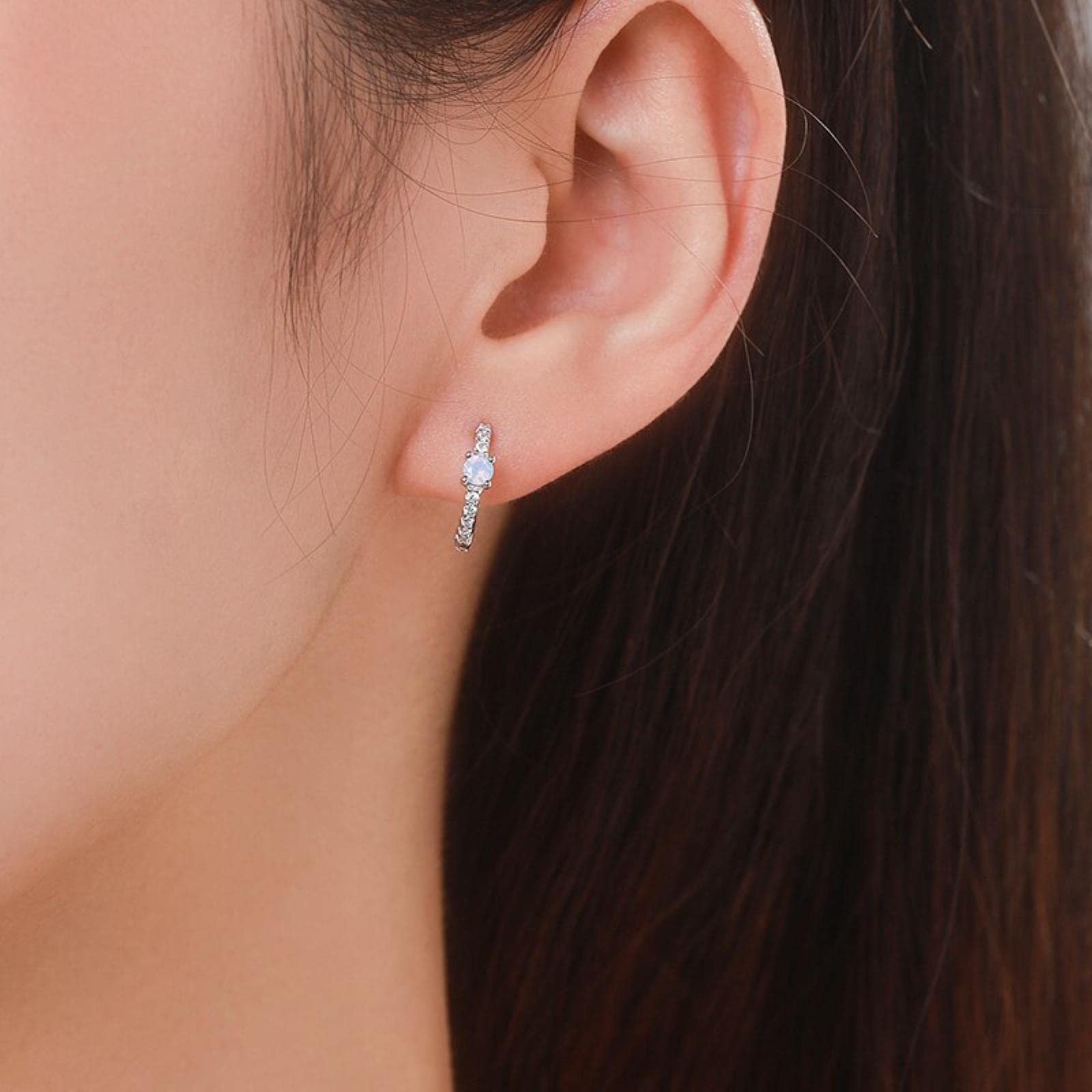 Orecchini A Cerchio Con Opale Di Fuoco – CHENGHONG – Argento 925 Ipoallergenico – Blu, Bianco, Rosso, Verde, Giallo – Regalo Donna