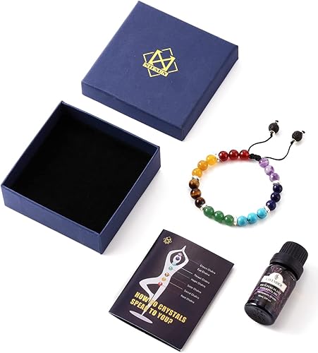 Miniatura 9 de 7 Chakra Bracelet Real Crystal Stone Beads Essential Oil Set Yoga Meditation Protection Lava Rock Jewelry Gifts for Women Men