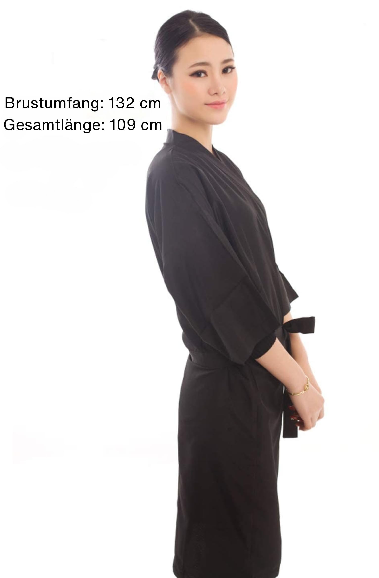 PERFEHAIR Salon Kundenkleid, Fiseurumhang im Kimono Stil (Farbe: Schwarz)