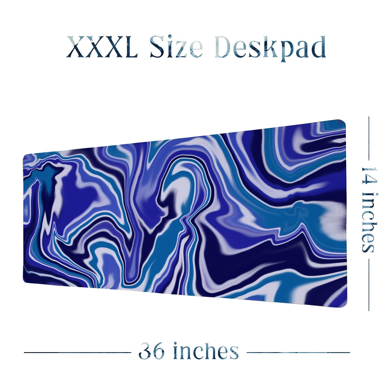 SoulAbiti Blue Cool Current Extended Desk Pad (36x14 Inch) - Fluid Art XXL Mouse Pad - Non-Slip Rubber Base & Stitched Edges 1