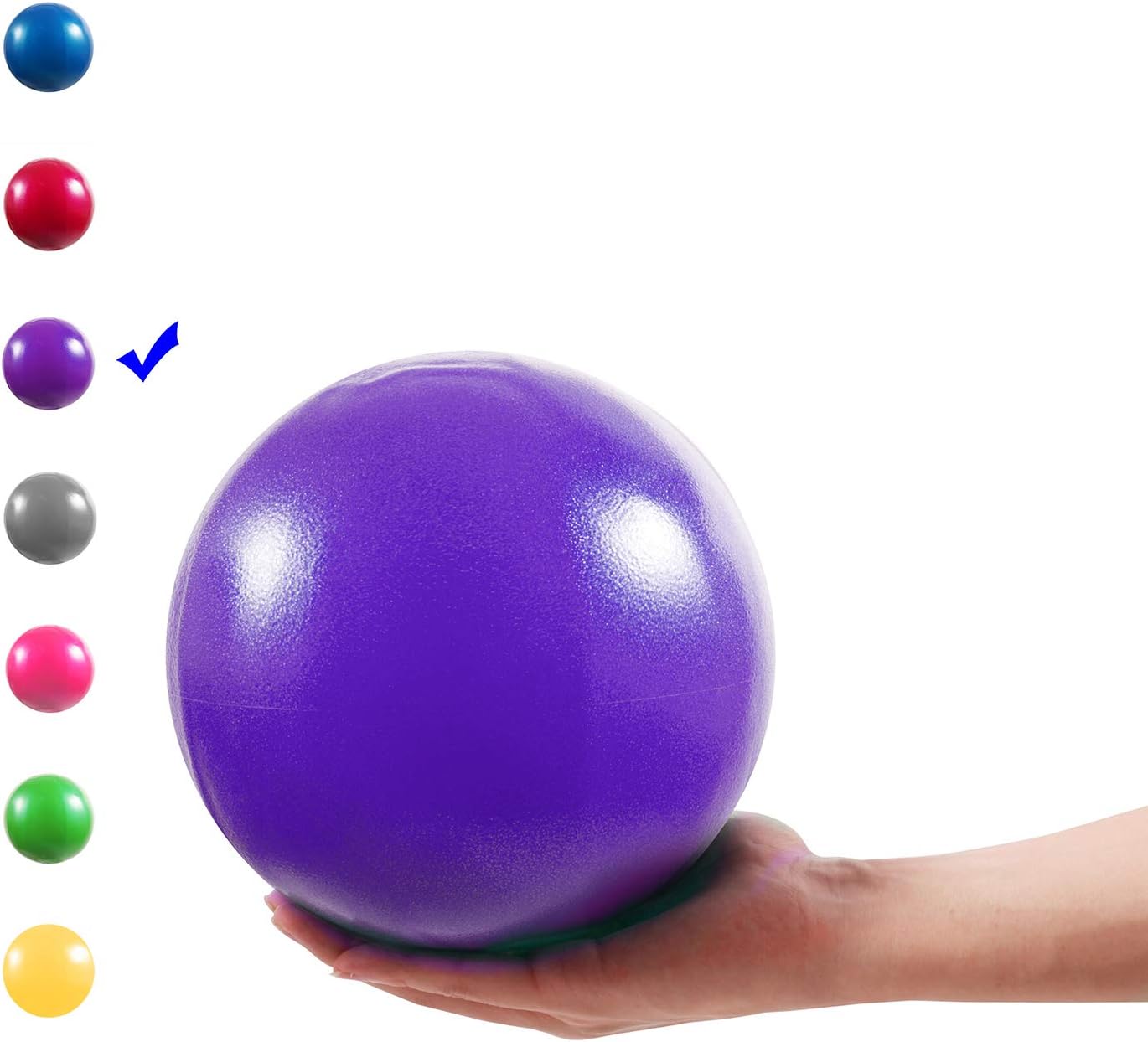 Mini Exercise Ball, 9 Inch Small Exercise Ball with Inflatable Straw for Yoga, Pilates, Stability, Barre, Physiotherapy, Stretching and Core Training, Improves Balance, Strength