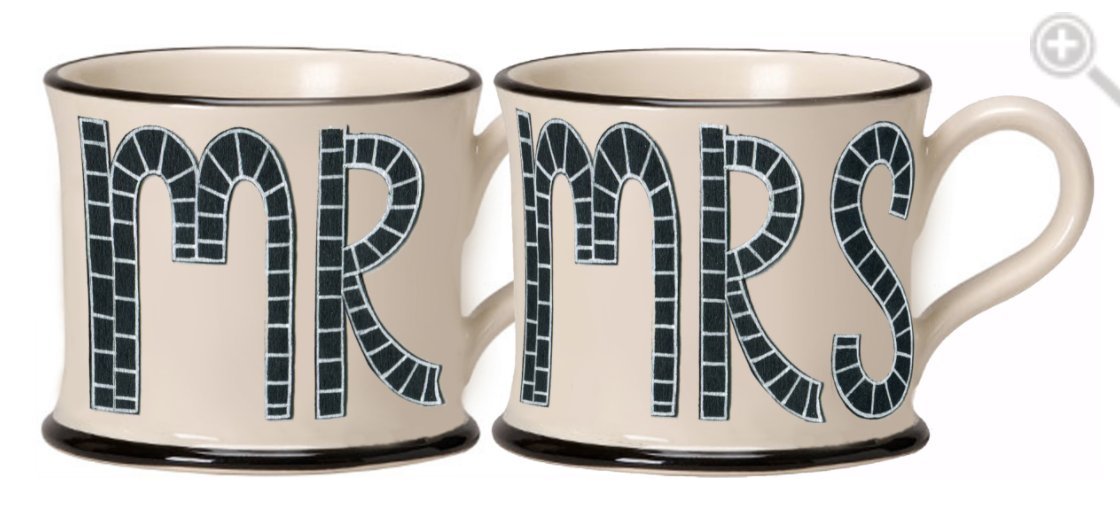 Moorland Pottery Gift Boxed Coffee/Tea Mug - Mr & Mrs Mugs Pair - Large