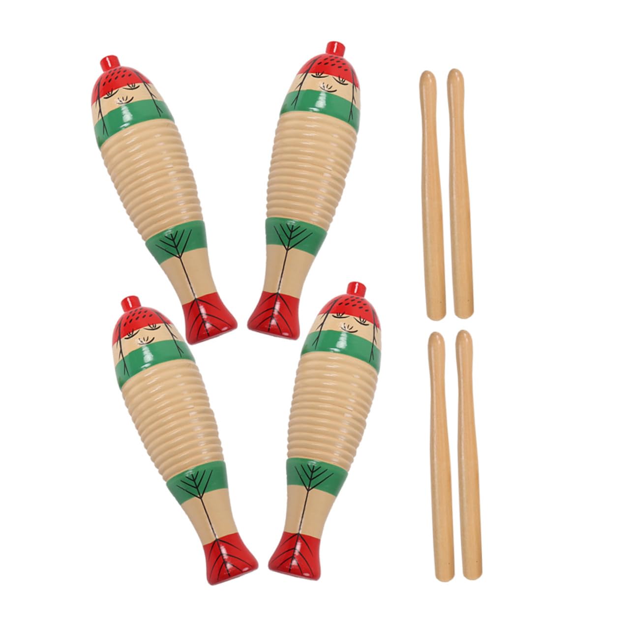 Giocattolo Musicale Percussione in Legno 4 Set per Ragazzo Ragazza | Design Delicato, Superficie Liscia, Facile da Riporre, Bastoncini di Legno per Ritmo