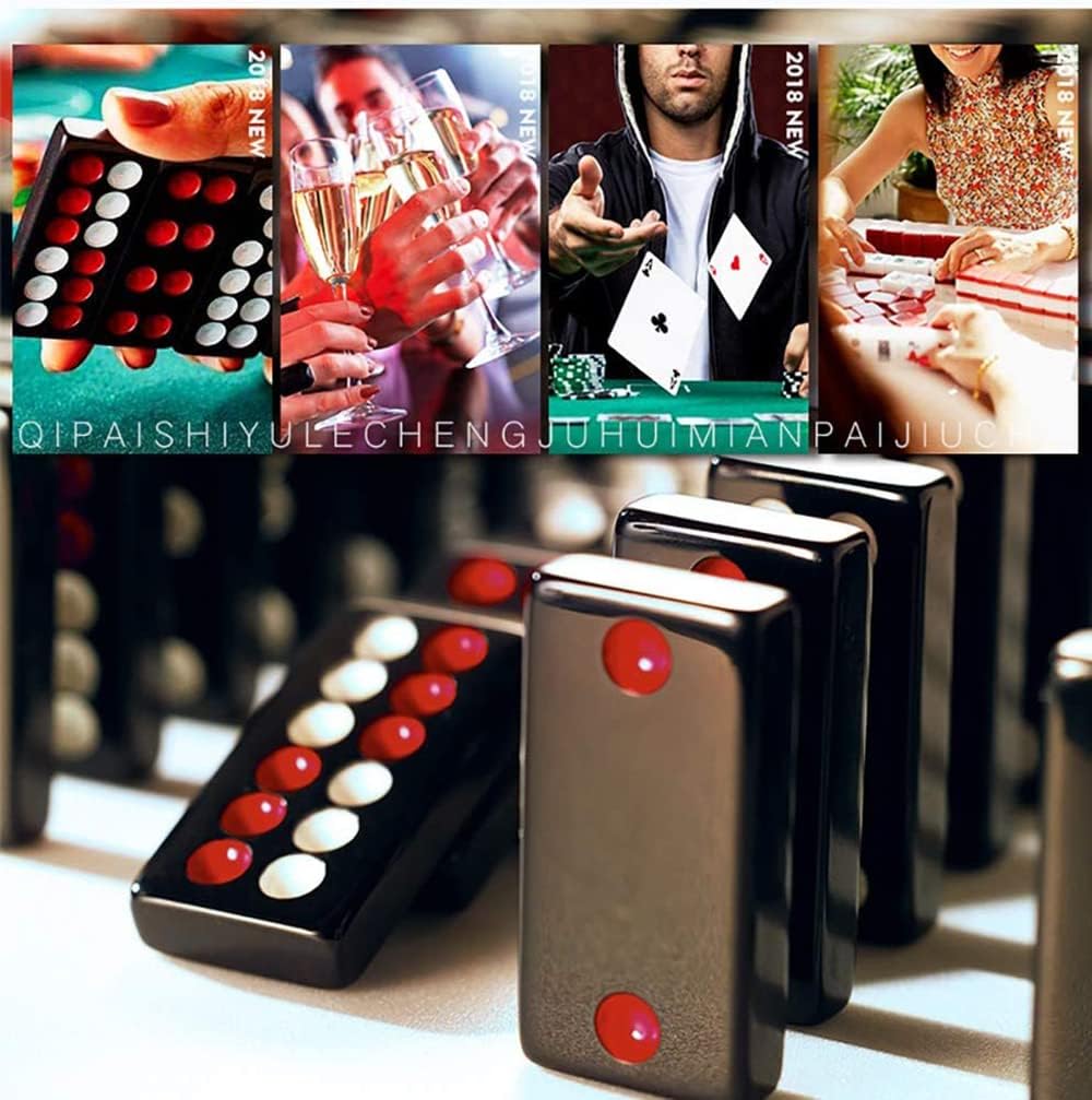 32PCS Pai Gow Tiles Game Set,Chinese Traditional Black Dominoes Pai Gow, Pai Gow Poker, Best Casino Game Party Fun Toy for Entertainemnt (28#)