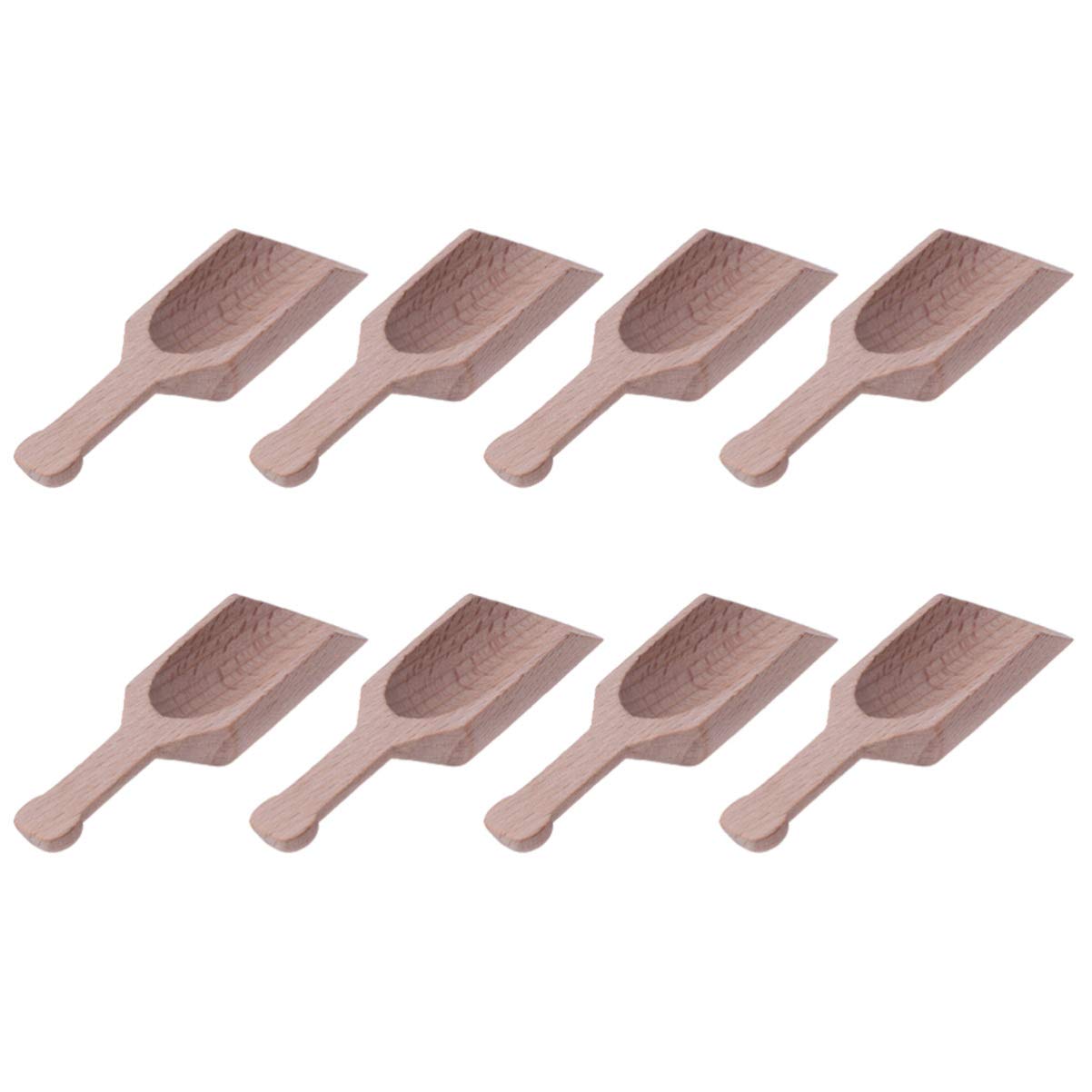 Ipetboom 8pcs Tea Scoops Small Flat Handle Salt Shovels for Kitchen Use for Scooping Tea Flour Nuts and More Beech Material for Houses and Restaurants