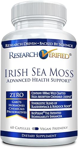 Miniatura 8 de Research Verified Musgo marino irlandés - Bladderwrack, bardana, bioperine, rico en prebióticos, aumenta la inmunidad, ayuda a la digestión,