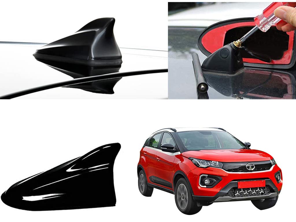 Automotive Prist Shark Fin Roof top Signal Receiver AM/FM Antenna for Tata Nexon 2020 Black