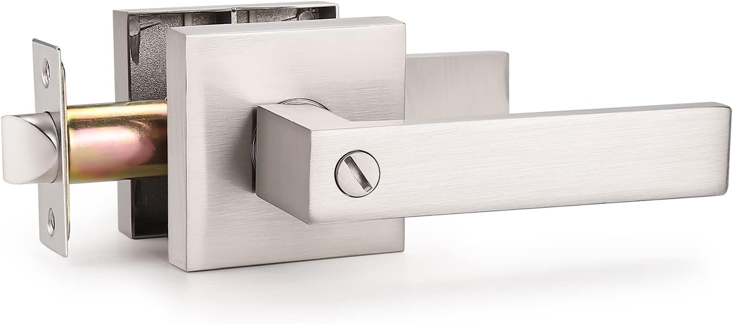 Satin Nickel Door Handles for Interior Doors Privacy Door Lever