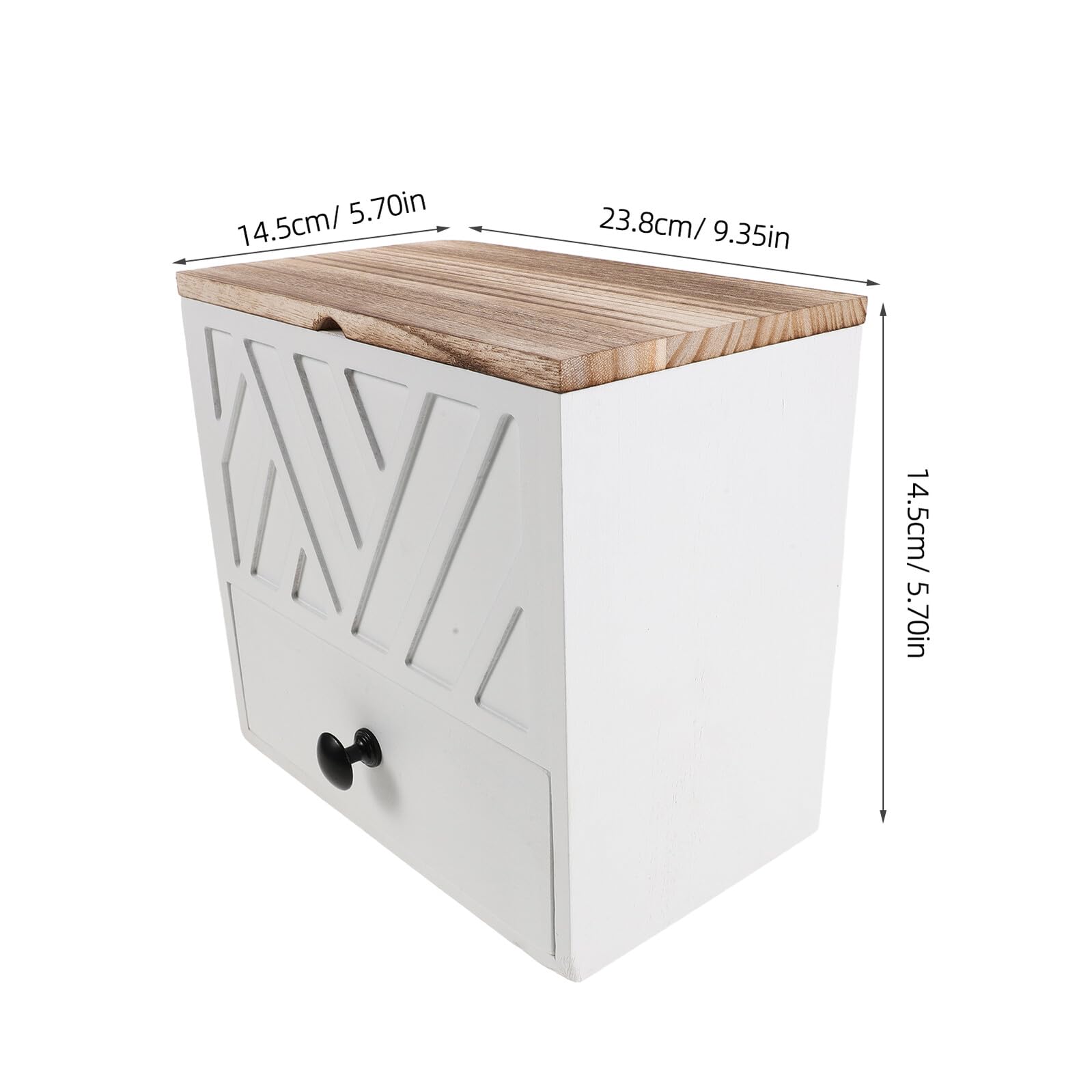 Box Porta Assorbenti in Legno Bianco a Doppio Livello con Cassetto | 9, 37x8, 78x5, 71 Pollici, Finitura Venatura Elegante, Design Essenziale per Piano Bagno