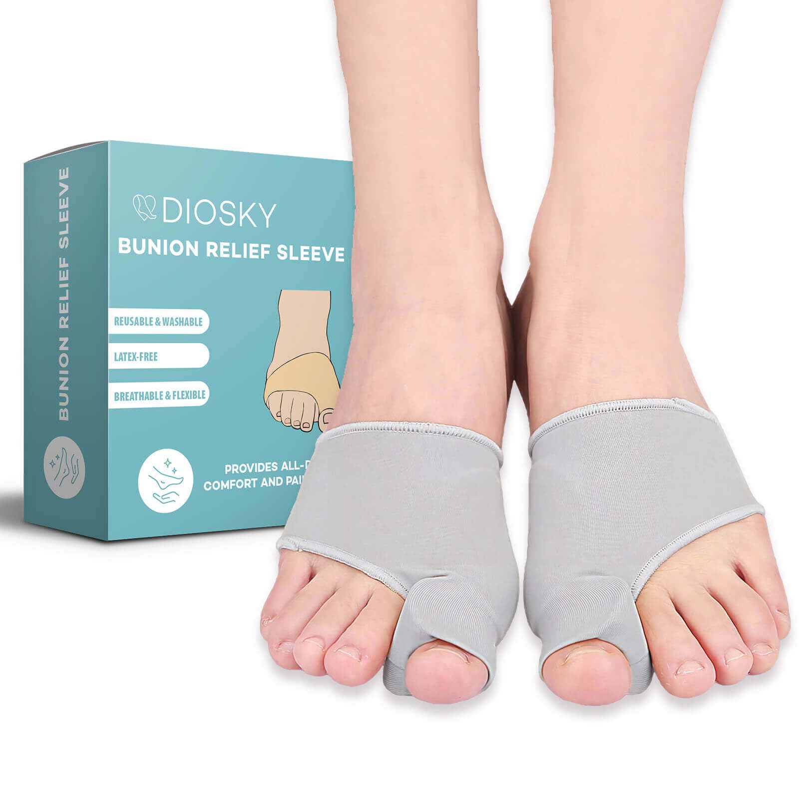 Diosky Bunion Relief & Toe Corrector, 2 Pairs Big Toe Straightener Bunion Corrector for Women Men, Bunion Fix Pads Hallux Valgus Corrector