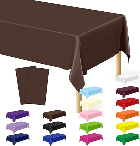 Miniatura 30 de Paquete de 4 manteles desechables de plástico para fiestas, 54" x 108" manteles rectangulares blancos y dorados, mantel impermeable para mesas Punto