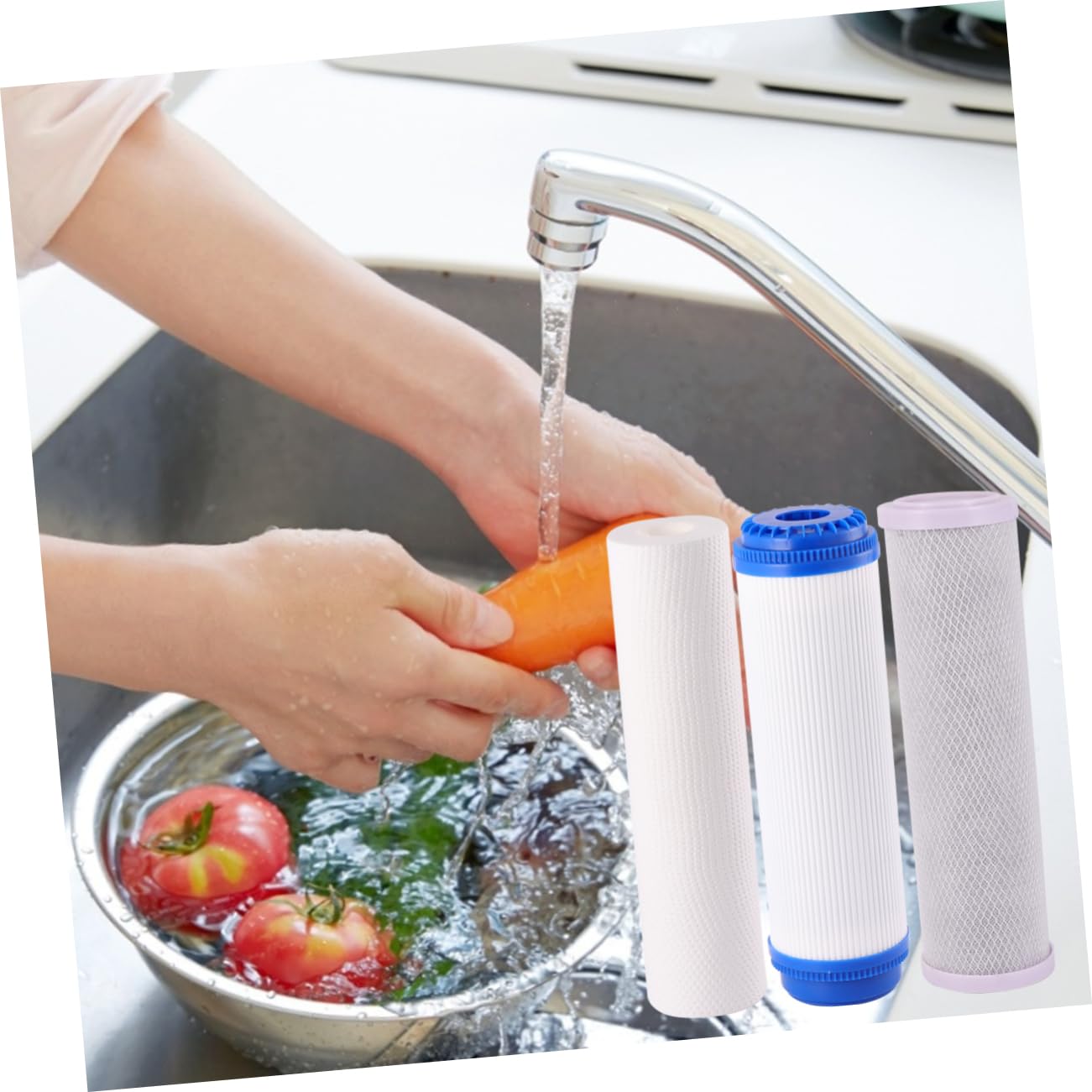 Filtro de Agua de Polipropileno y Carbón Activado para Purificador | Recambios para Filtros Agua, Caudal Amplio, Cartucho Reemplazable, Uso Doméstico, Formato