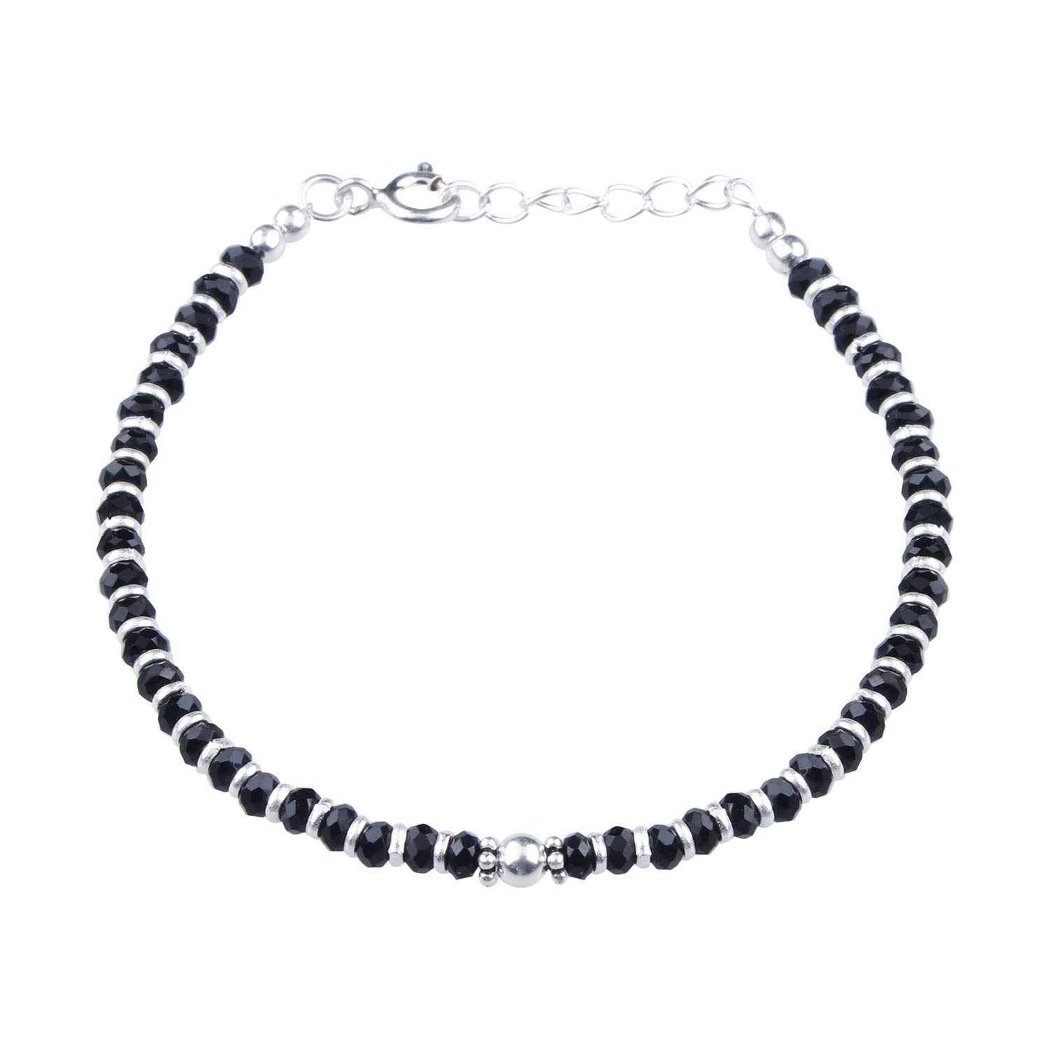 Nemichand Jewels Sterling Silver Nazariya with Black Crystals for Women 92.5% Pure Silver Bracelet for Women (B084VL7LY3) Amazon Price History, Amazon Price Tracker