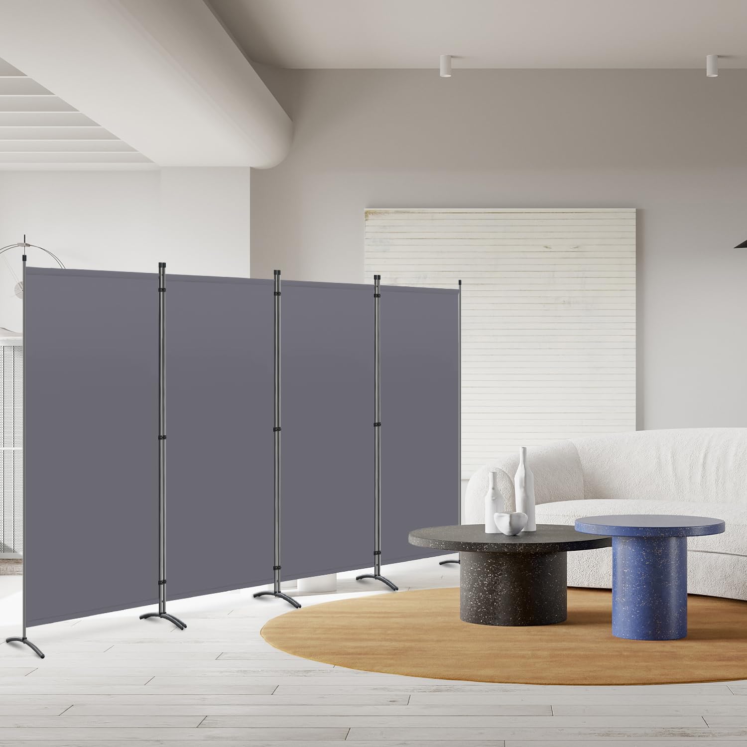 Angel Living Paravent 4 Teilig 324 x170cm Grau,Stellwand Sichtschutz Faltbarer Raumteiler Trennwand Sichtschut für Draußen Garten Schlafzimmer Wohnzimmer Büro Innen