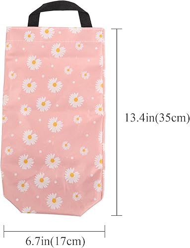 Miniatura 7 de QIANRENON Bolsa de basura de plástico lavable para cocina, baño, sala de estar, oficina, cámper, 2 unidades con 2 ganchos (rosa margarita)